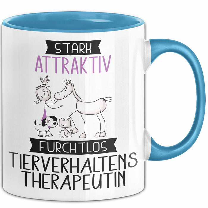 Tierverhaltenstherapeutin Tasse Geschenk Becher Stark Attraktiv Furchtlos Tierverhaltenstherapeutin Lustige Geschenkidee Blau Trendation