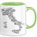Italienische Städte Italien Karte Tasse Geschenk Lustige Geschenkidee Spruch Grün Trendation