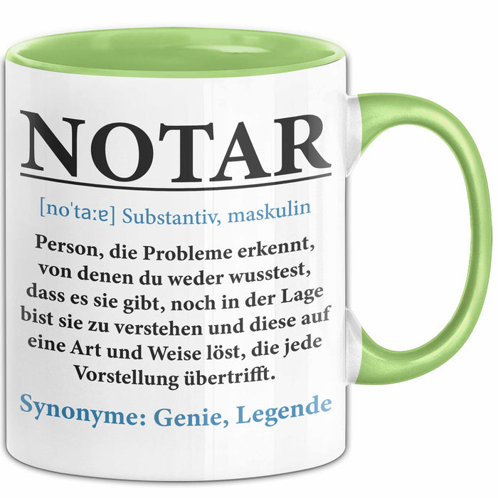 Notar Tasse Geschenkidee Notar Definition Rechtsexperte Grün Trendation