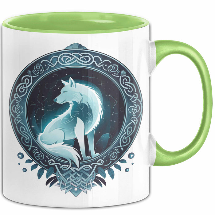 Wolf Tasse Geschenkidee Wikinger Fenriswolf Grün Trendation