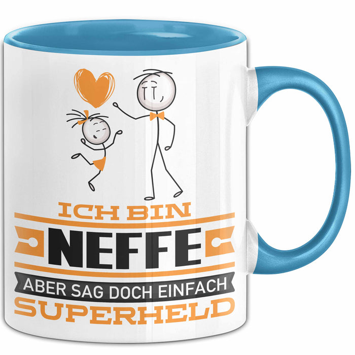 Neffe Geschenk Tasse Ich Bin Neffe Aber Sag Doch Einfach Superheld Lustige Geschenkdiee für Neffe Kaffee-Becher Blau Trendation