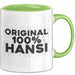 Hansi Tasse Original 100% Hansi Geschenk Grün Trendation