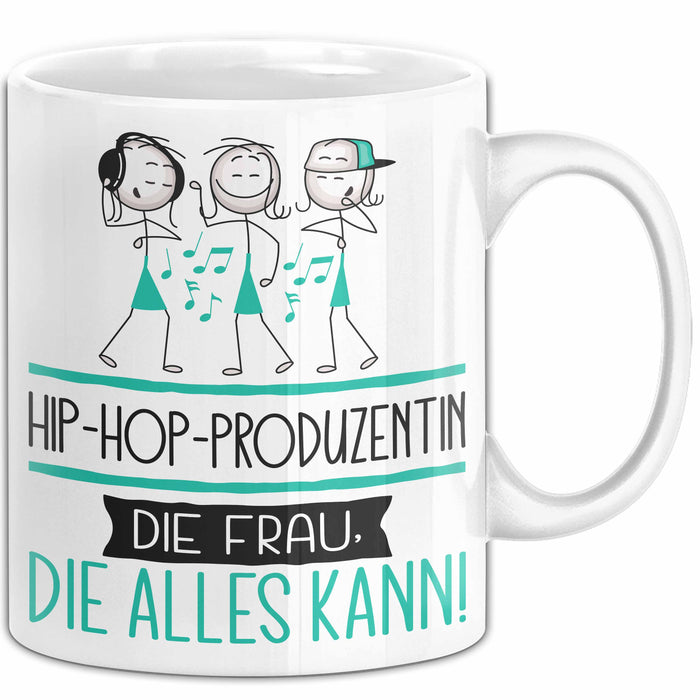 Hip-Hop-Produzentin Geschenk Tasse Becher Die Frau Die Allen Kann Geschenkidee für eine Hip-Hop-Produzentin Lustig Weiß Trendation