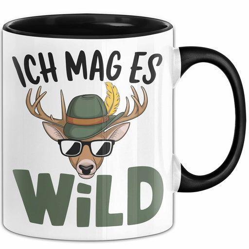 Hirschjäger Jagd Tasse Geschenk Ich mag’s wild Spruch Trendation