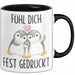 Mut Witzige Tasse Geschenk Zwei Pinguine Herz Süßes Design Mutig Schwarz Trendation