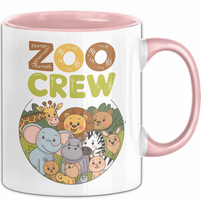 Zoo Tiere Liebhaber Tasse Geschenk Lustige Geschenkidee Spruch Zoo Crew Rosa Trendation