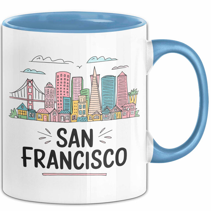 Francisco Kalifornien USA Tasse Geschenk Lustige Geschenkidee Spruch Blau Trendation