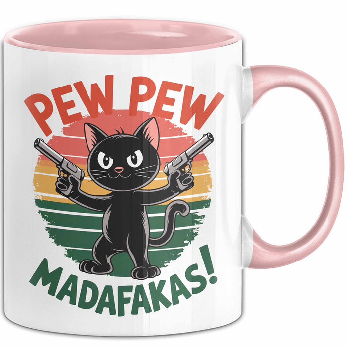 Katzen Tasse Geschenk Pew Pew Madafakas Geschenkidee Lustig Katze Rosa Trendation
