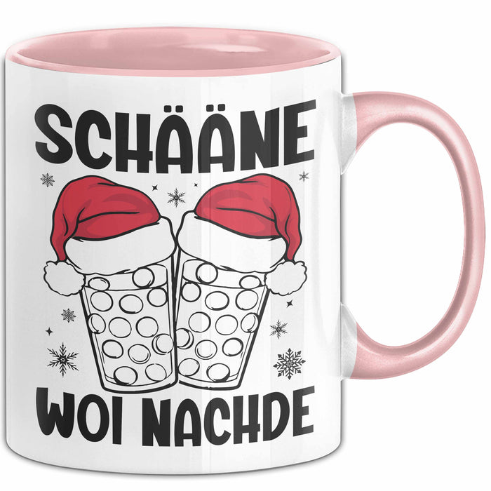 Weihnachten Tasse Geschenk Schääne Woi Nachde Kaffee-Becher Rosa Trendation