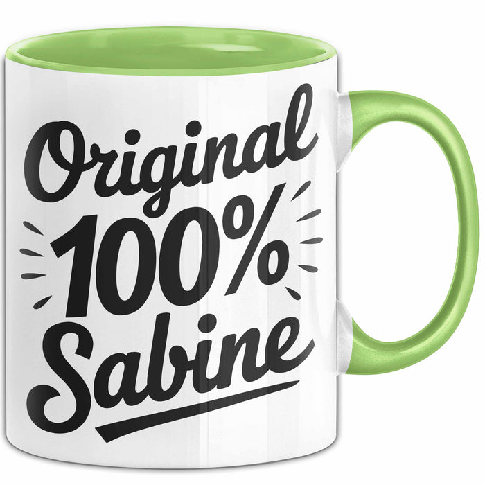 Sabine Tasse Geschenk Original 100% Sabine Geschenkidee Geburtstag Grün Trendation