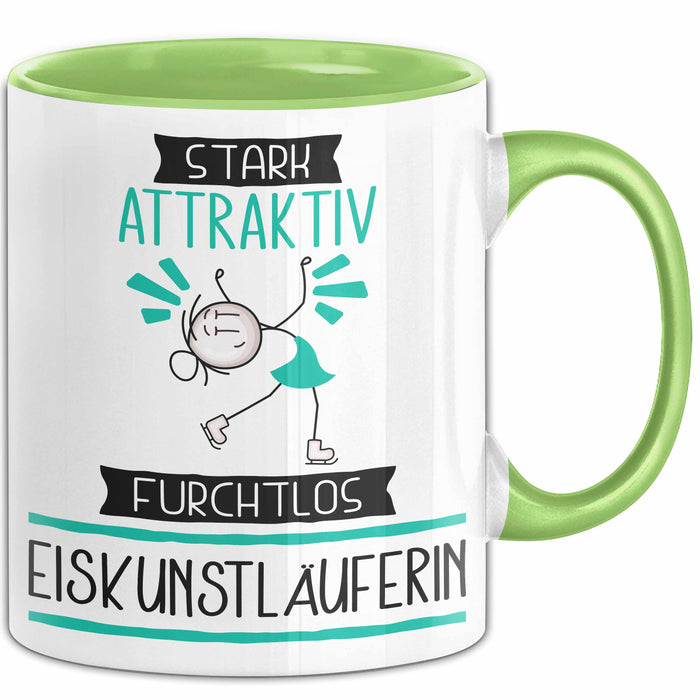 Eiskunstläuferin Tasse Geschenk Becher Stark Attraktiv Furchtlos Eiskunstläuferin Lustige Geschenkidee Grün Trendation