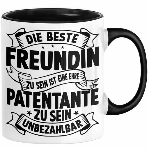 Patentante Geschenk Tasse Spruch Geschenkidee Beste Patentante Zu Sein Ist Unbezahlbar Kaffee-Becher Schwarz Trendation