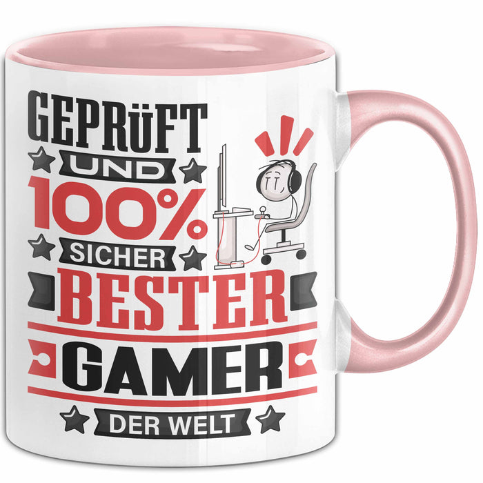 Gamer Geschenk Lustiger Spruch für Gamer Geschenkidee Bester Gamer Der Welt Rosa Trendation