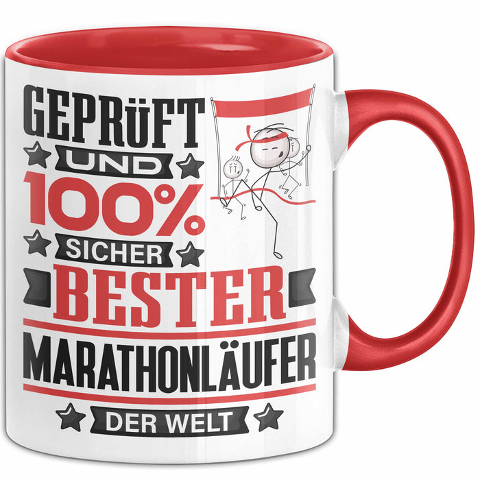 Marathonläufer Geschenk Lustiger Spruch für Marathonläufer Geschenkidee Bester Marathonläufer Der Welt Rot Trendation