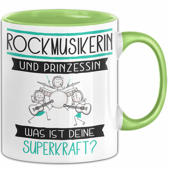 Rockmusikerin Und Prinzessin Tasse Geschenk Für Eine Rockmusikerin Geburtstag Was Ist Deine Superkraft Grün Trendation