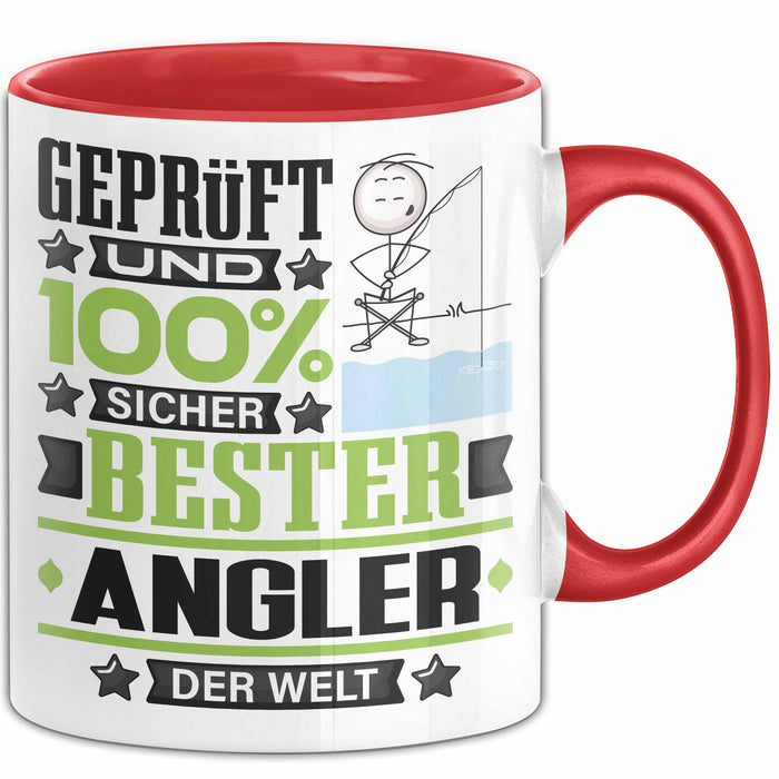 Angler Geschenk Lustiger Spruch für Angler Geschenkidee Bester Angler Der Welt Rot Trendation