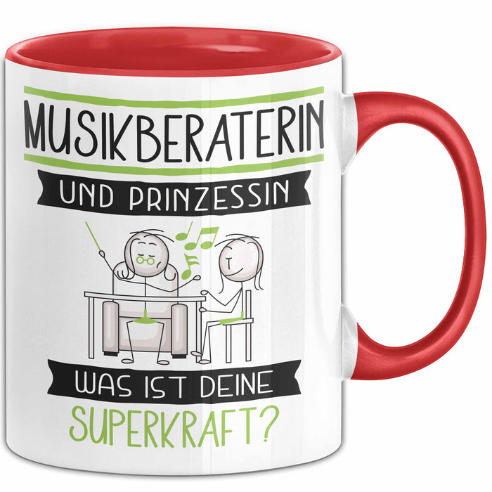 Musikberaterin Und Prinzessin Tasse Geschenk Für Eine Musikberaterin Geburtstag Was Ist Deine Superkraft Rot Trendation