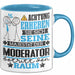 Moderator Geschenk Tasse Lustiger Spruch Erheben Sie Sich Der Moderator Betritt den Raum Blau Trendation