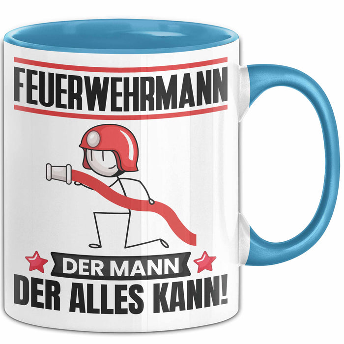 Feuerwehrmann Tasse Geschenk für Feuerwehrmann Der Mann Der Alles Kann Geschenkidee zum Geburtstag Blau Trendation