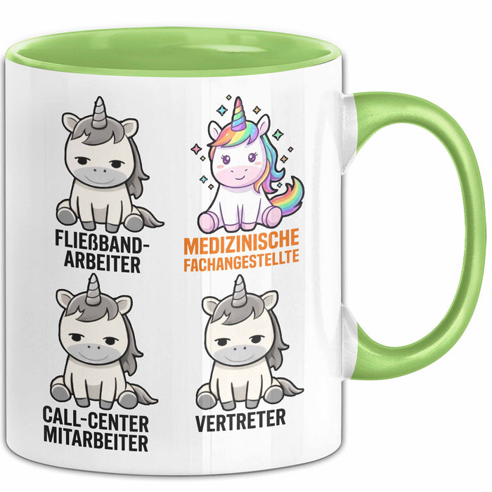 Arzt Einhorn Tasse Geschenk Lustige Geschenkidee Spruch Medizinische Fachangestellte Grün Trendation