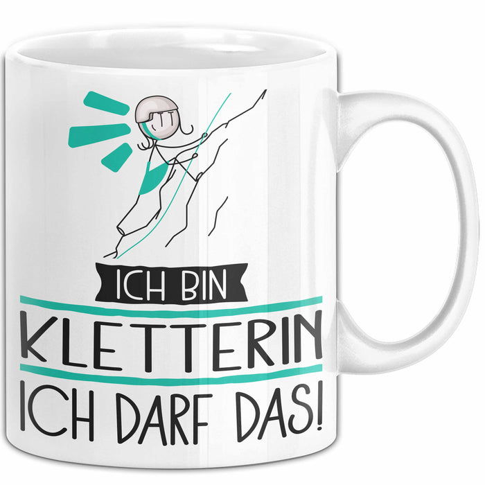 Geschenk für Kletterin Tasse Lustige Geschenkidee Geburtstag Ich Bin Kletterin Ich Darf Das Weiß Trendation