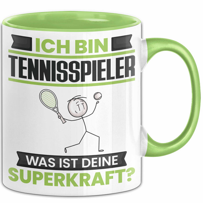 Tennisspieler Tasse Geschenk für Tennisspieler Geburtstag Lustiger Spruch Kaffee-Becher Was Ist Deine Superkraft Grün Trendation