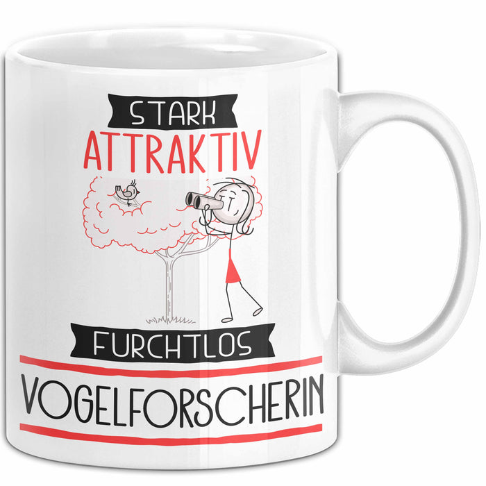 Vogelforscherin Tasse Geschenk Becher Stark Attraktiv Furchtlos Vogelforscherin Lustige Geschenkidee Weiß Trendation