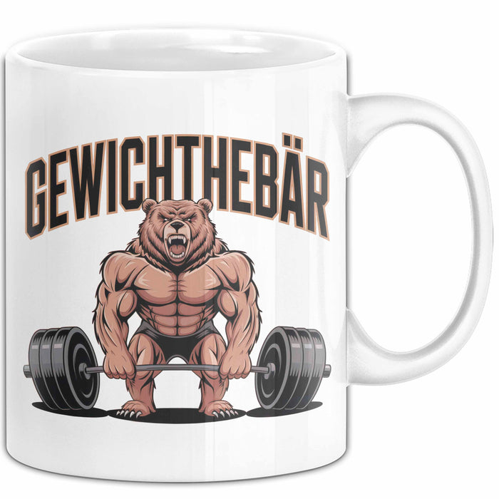Gewichthebender Bär Tasse Geschenk Lustige Geschenkidee Spruch Gewichthebär Weiß Trendation