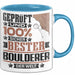 Boulderer Geschenk Lustiger Spruch für Boulderer Geschenkidee Bester Boulderer Der Welt Blau Trendation