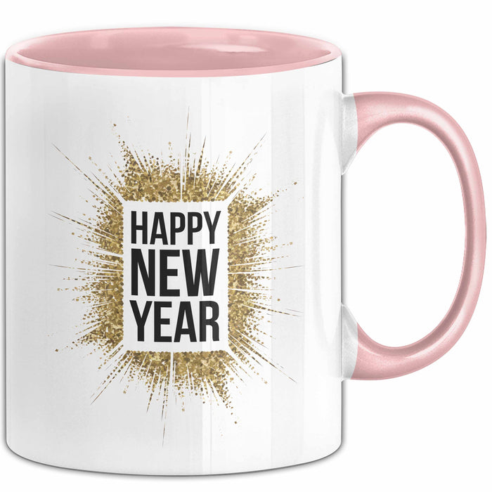Neujahrsfeier Tasse Geschenk Lustige Geschenkidee Spruch Frohes Neues Jahr Rosa Trendation