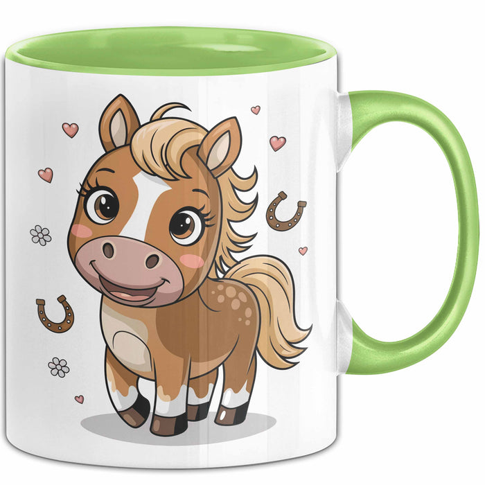 Pferdeliebhaber Tasse Geschenkidee für Reitsport Grün Trendation