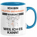 Pilates-Enthusiast Geschenk Tasse Lustiger Spruch Ich Bin Pilates-Enthusiast Warum Weil Ich Es Kann Geschenkidee Bester Pilates-Enthusiast Geburtstag Kaffee-Becher Blau Trendation