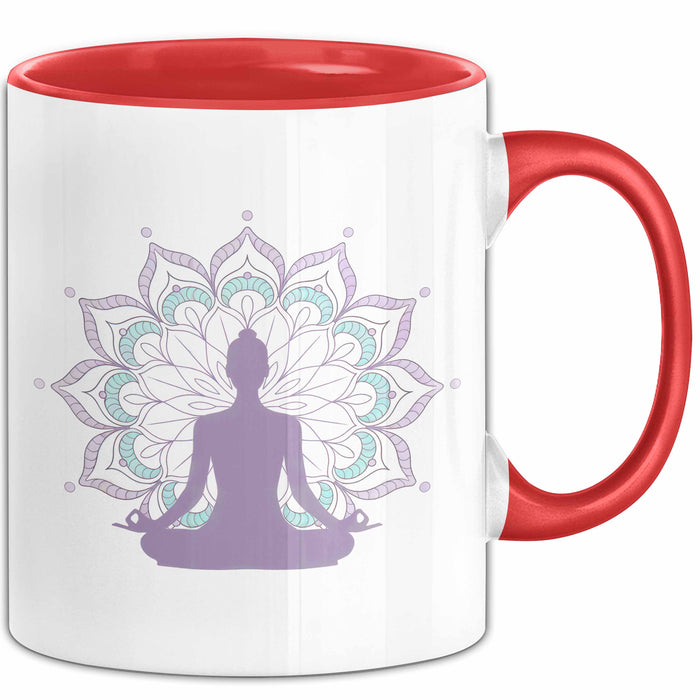 Yoga Liebhaber Tasse Geschenkidee für Zen Posen Suchende Rot Trendation