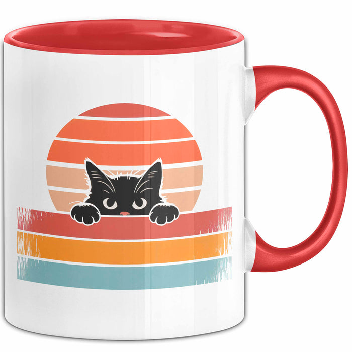 Katzen Tierliebhaber Vintage Tasse Geschenk Lustige Geschenkidee Spruch Rot Trendation