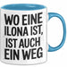 Ilona Tasse Geschenk Wo Eine Ilona Ist Ist Auch Ein Weg Geschenkidee Becher mit Name Blau Trendation