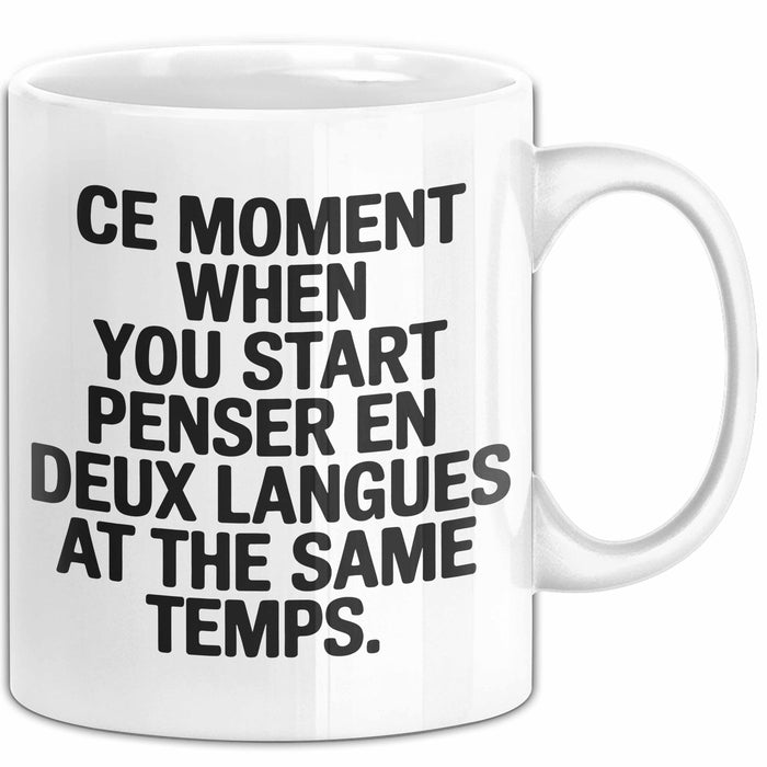 Französischlehrer Unterricht Tasse Geschenk Lustige Geschenkidee Spruch Penser En Deux Langues At The Same Temps Weiß Trendation