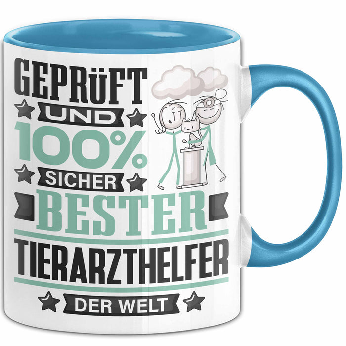 Tierarzthelfer Geschenk Lustiger Spruch für Tierarzthelfer Geschenkidee Bester Tierarzthelfer Der Welt Blau Trendation