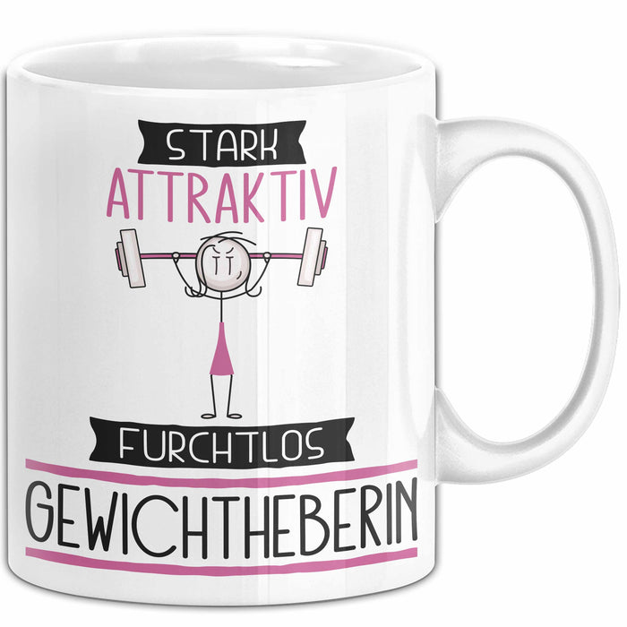 Gewichtheberin Tasse Geschenk Becher Stark Attraktiv Furchtlos Gewichtheberin Lustige Geschenkidee Weiß Trendation
