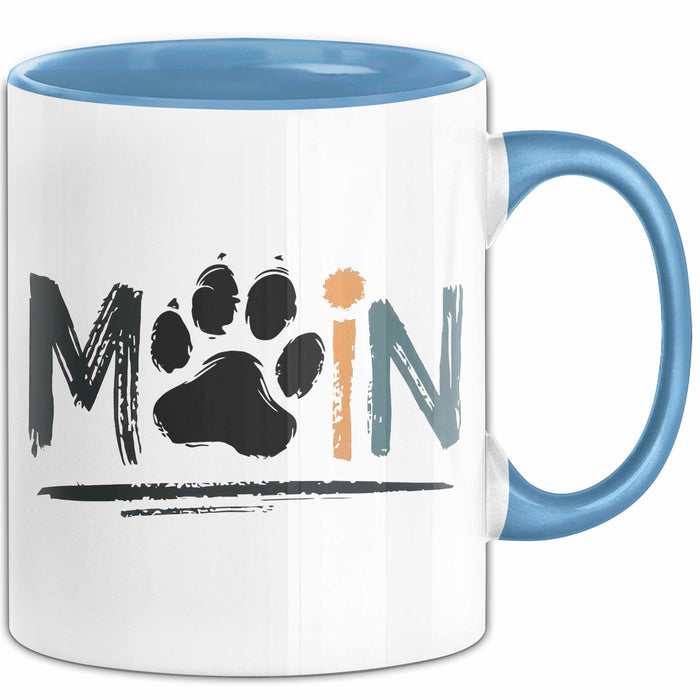 Hund Tierliebhaber Tasse Geschenk Lustige Geschenkidee Spruch Moin Blau Trendation