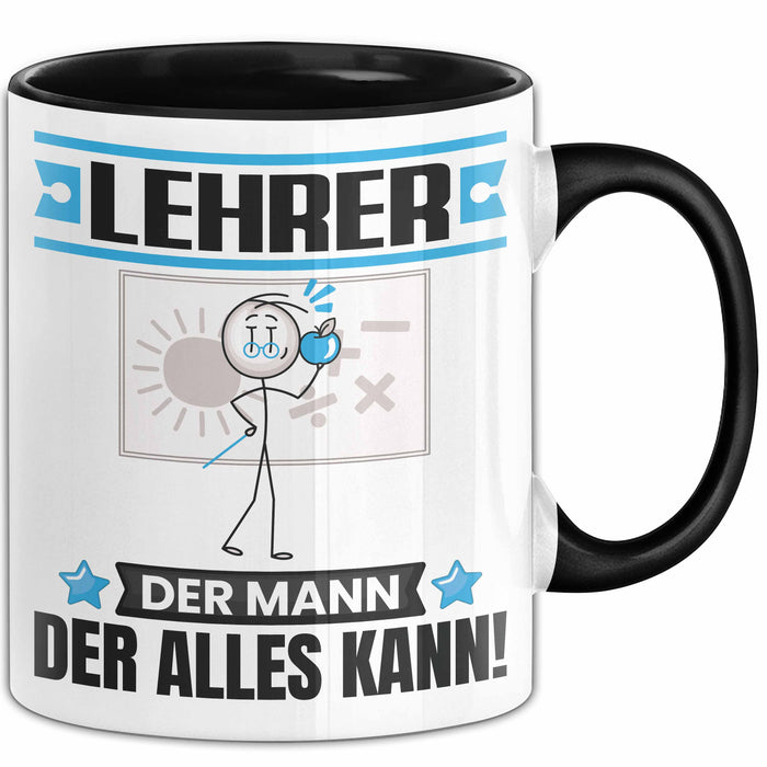 Lehrer Tasse Geschenk für Lehrer Der Mann Der Alles Kann Geschenkidee zum Geburtstag Schwarz Trendation
