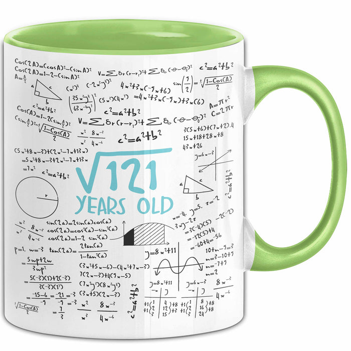 Wurzel aus 121 Tasse Geschenk Mathe Fan 11. Geburtstag Humorvoll Grün Trendation