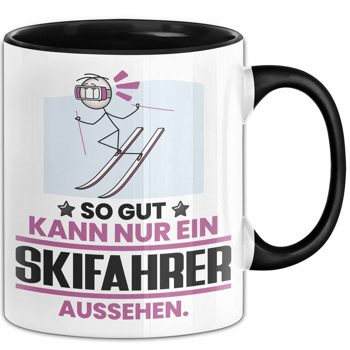 Skifahrer Geschenk Tasse So Gut Kann Nur Ein Skifahrer Aussehen Geschenkidee Kaffee-Becher Schwarz Trendation