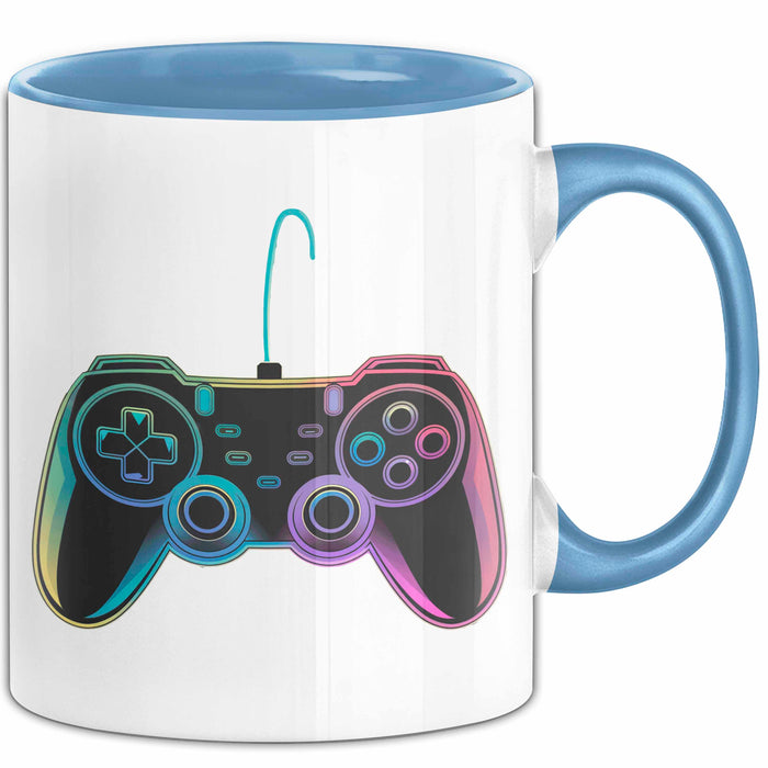 Gamer Gaming Liebhaber Tasse Geschenk Lustige Geschenkidee Spruch Game Controller Blau Trendation