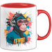 Affe Tier Kopfhörer Sonnenbrille Tasse Geschenk Lustige Geschenkidee Spruch Rot Trendation