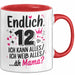 12 Geburtstag Teenager Tasse Geschenk Lustige Geschenkidee Spruch Endlich 12 Ich Kann Alles Ich Weiß Alles Ähm Mama Rot Trendation