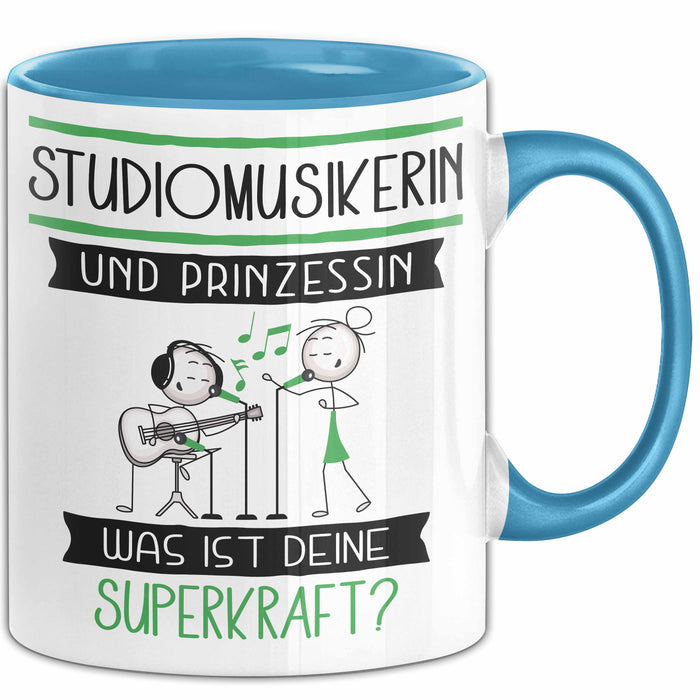 Studiomusikerin Und Prinzessin Tasse Geschenk Für Eine Studiomusikerin Geburtstag Was Ist Deine Superkraft Blau Trendation