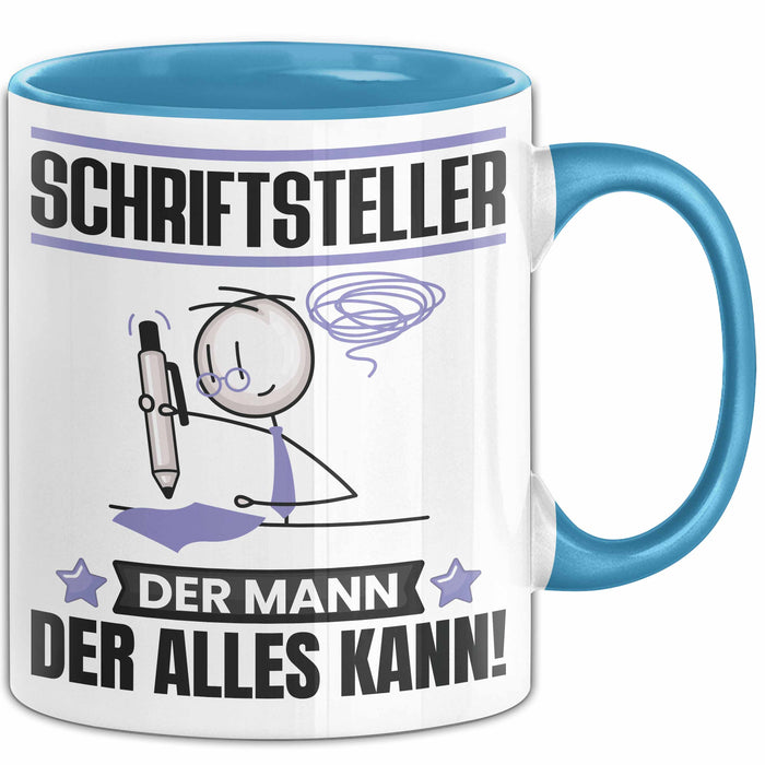 Schriftsteller Tasse Geschenk für Schriftsteller Der Mann Der Alles Kann Geschenkidee zum Geburtstag Blau Trendation
