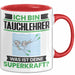 Tauchlehrer Tasse Geschenk für Tauchlehrer Geburtstag Lustiger Spruch Kaffee-Becher Was Ist Deine Superkraft Rot Trendation