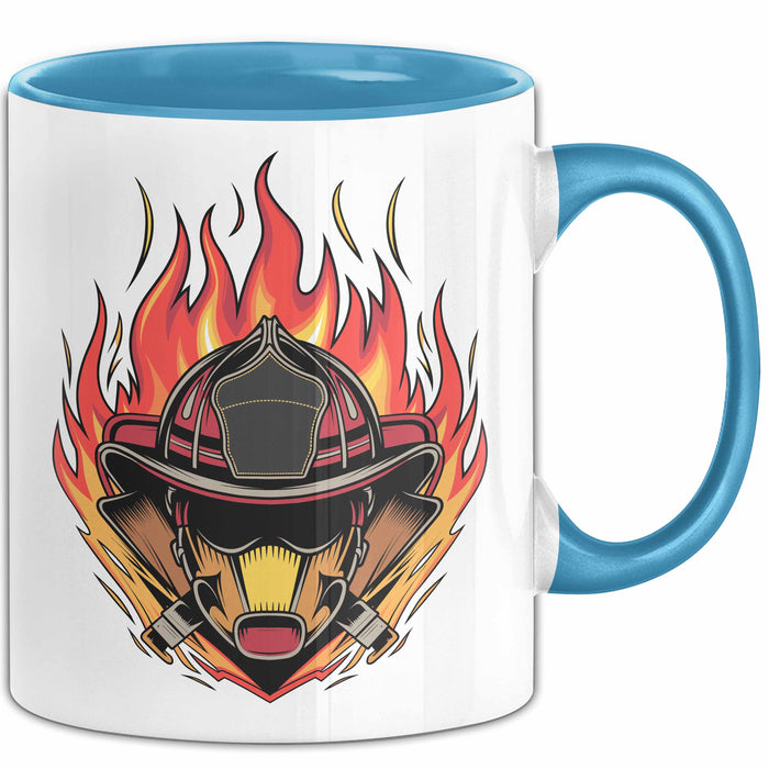 Feuerwehrmann Tasse Geschenkidee für Feuerwehrmann Spruch Blau Trendation