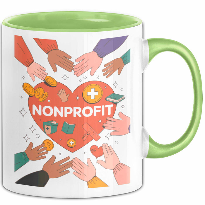 Nonprofit Mitarbeiter Tasse Geschenk Lustige Geschenkidee Spruch Für Gemeinschafts Helfer Grün Trendation